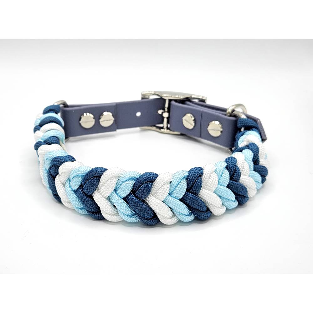 Halsband, verstellbar mit Biothaneadapter, geflochten aus Paracord,  Hundehalsband, Wunschfarben
