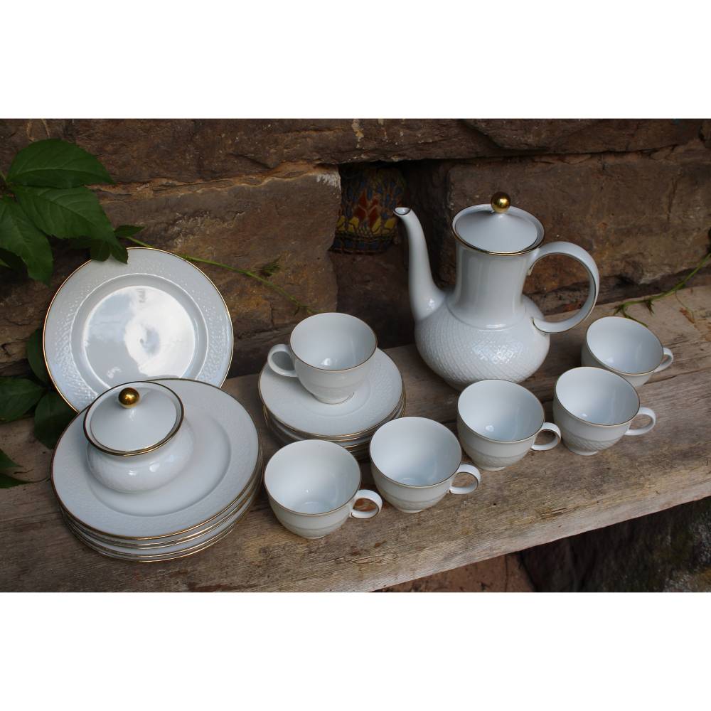 20 tlg. Kaffeeservice Teeservice Goldrand Seltmann Weiden Porzellan 60er Jahre