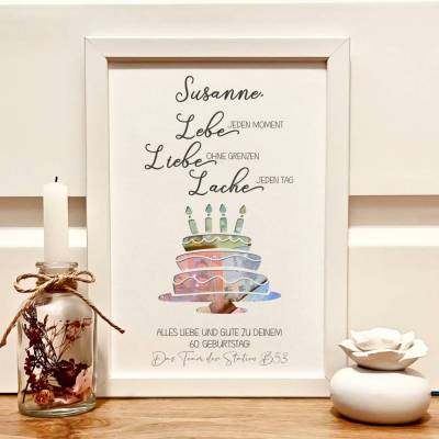 Personalisiertes Geldgeschenk zum 60. Geburtstag – Kreative Geschenkidee mit Torte & Spruch