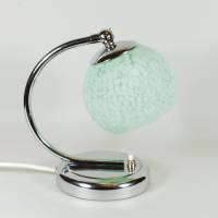 50er Jahre Tischleuchte klein Messing schlicht silber grün Chrom mid century fifties sixties upcycling vintage