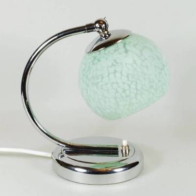 50er Jahre Tischleuchte klein Messing schlicht silber grün Chrom mid century fifties sixties upcycling vintage 