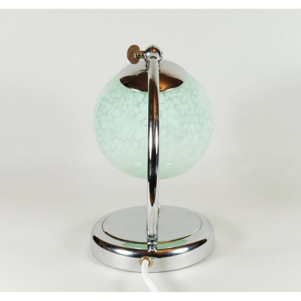 50er Jahre Tischleuchte klein Messing schlicht silber grün Chrom mid century fifties sixties upcycling vintage Bild 5