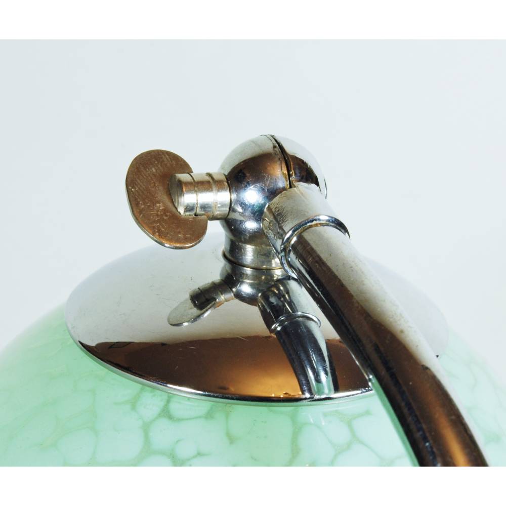 50er Jahre Tischleuchte klein Messing schlicht silber grün Chrom mid century fifties sixties upcycling vintage Bild 7