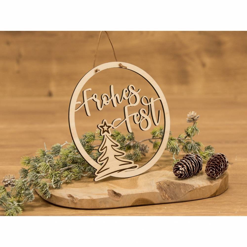 Frohes Fest Türkranz / Weihnachtskranz / Türkranz aus Holz für Weihnachten
