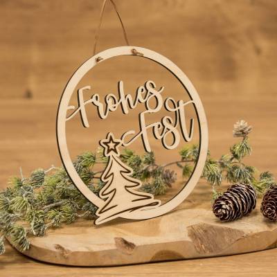 Frohes Fest Türkranz / Weihnachtskranz / Türkranz aus Holz für Weihnachten