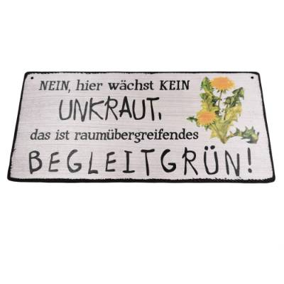 Holzschild Nein hier wächst kein UNKRAUT, das ist raumübergreifendes Begleitgrün Wanddeko GartenSchild Unkraut Löwenzahn