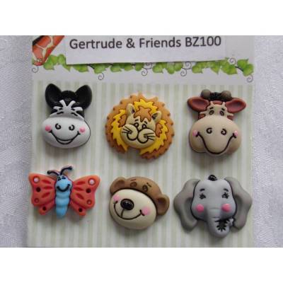 Buttons Galore Knöpfe   wilde Tiere     (1 Pck.)    Gertrude & Friends BZ100