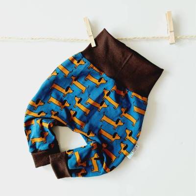 Baby-Pumphose 62 • 80 Jersey Wackel Dackel Bündchen Dunkelbraun