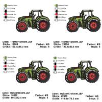 4 tlg. Stickdatei Schlepper Traktor Trekker Bulldog mehrfarbig Stickmuster Stickmotiv