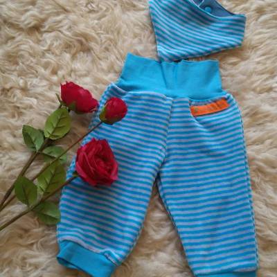 Pumphose Gr. 62/68 aus Nicki mit Halstuch – Set für Babys