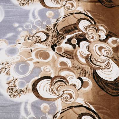 Stoff Viskose Jersey Borden Design abstrakt grau braun beige Kleiderstoff