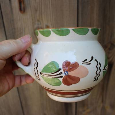 großer Kaffeebecher Kaffeetasse Kaffeepott Tasse Majolika Keramik Vintage 60er 70er Jahre