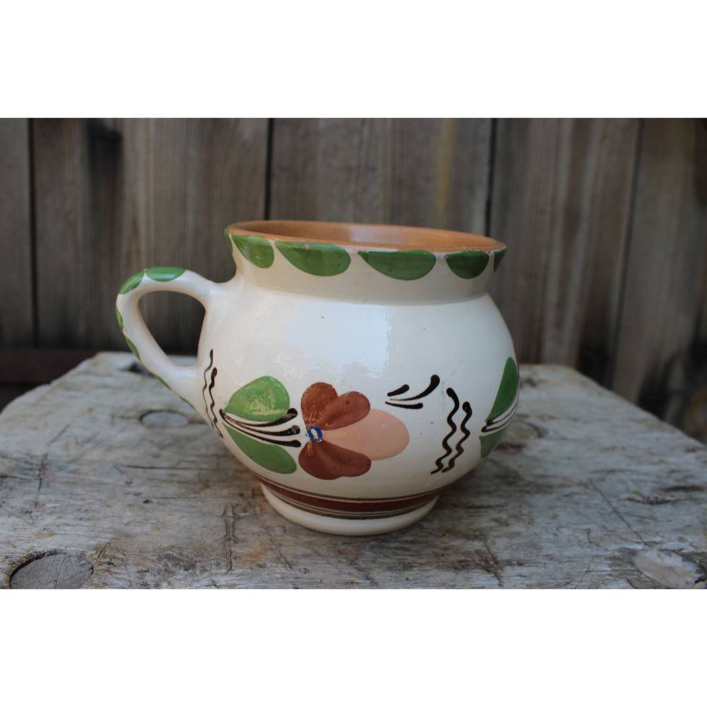 großer Kaffeebecher Kaffeetasse Kaffeepott Tasse Majolika Keramik Vintage 60er 70er Jahre