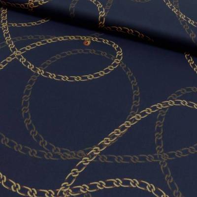 Baumwoll-Satin "Ketten-Design" schwarz (1m/13,-€)