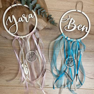 Dreamcatcher Traumfänger personalisiert mit Namen und Federn