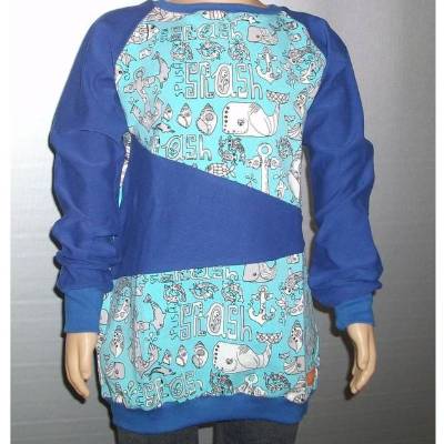Maritimes Sweatshirt mit Meeresmotiv in Gr. 122/128 – Langarmshirt für Kinder