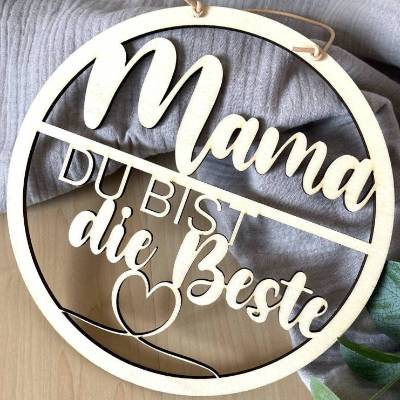 Holzkranz Mama du bist die Beste / Muttertag Kranz Herz