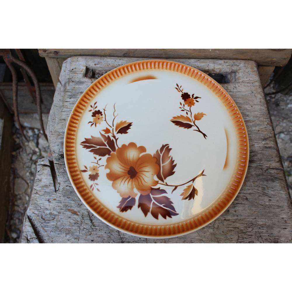 Art Deco Tortenplatte Kuchenplatte Kuchenteller Spritzdekor Keramik 30er 40er Jahre