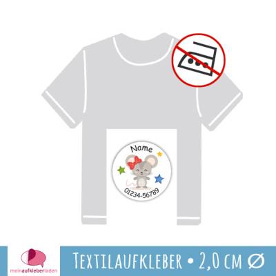 45 Textilaufkleber | Zirkusmaus - 2 cm Ø - ohne Bügeln