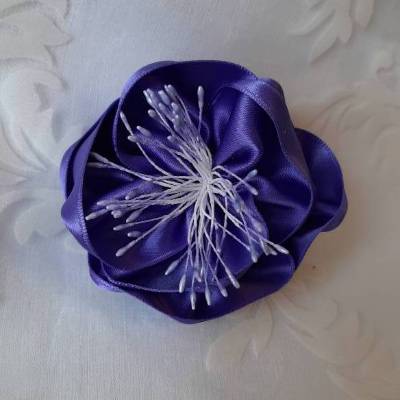 Lila Haarklammer und Brosche Stoffblume Haarblüte "Lise" Elegantes Accessoire Hochzeit Taufe Abibal