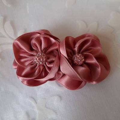 Rosa altrosa Kopfschmuck Haarklammer Satin Blume "Carla" für die Braut und festliche Anlässe