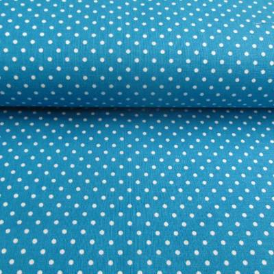 Popeline Baumwolle JudithPunkte/Tupfen 2 mm türkis/weiß Oeko-Tex Standard 100(1m/8,-)
