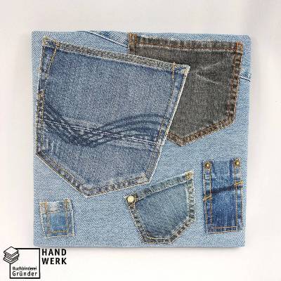 ein Memoboard, Pinnwand, Pinboard, Upcycling Jeans, ca. 29 x 29 cm
