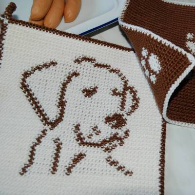 DIY Häkelanleitung Doubleface-Topflappen Hund (PDF)