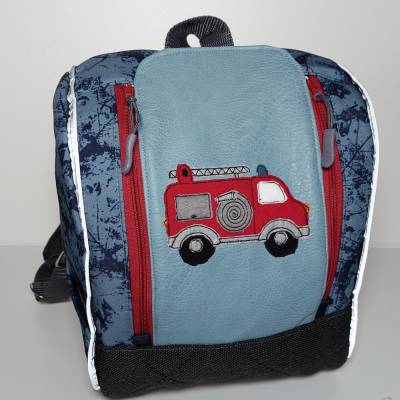 Kinderrucksack für Kindergarten oder Musikbox, im Feuerwehr Look, Personalisierung möglich