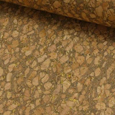 Korkstoff "Goldglitzer" mit Geweberücken Oeko-Tex Standard 100 (1m /16,00€)