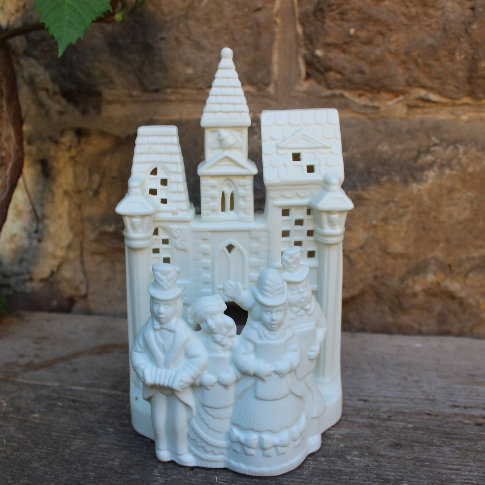 Partylite Teelichthaus Dorfmusikanten Kirche Bisquitporzellan Vintage 90er Jahre
