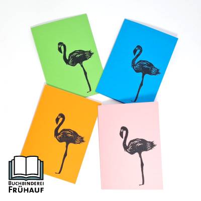 Linoldruck Klappkarte Flamingo Grußkarte