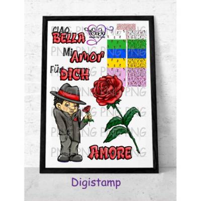 TiSaJa - Digistamp "Kleiner Casanova"  PNG Sayings Digipapier Liebe Rose
