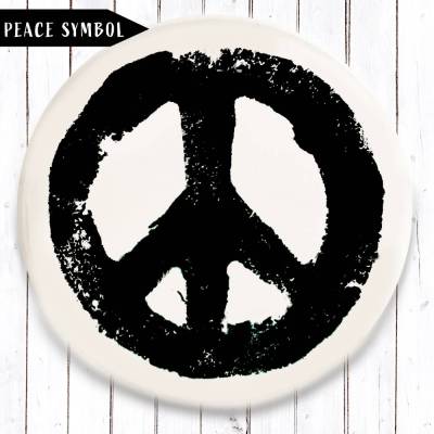 Peace Magnet handgemacht – Stempel-Design Schwarz-Weiß – Kühlschrankmagnet in 38 mm & 59 mm