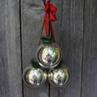 3 Christbaumkugeln zum aufhängen Glas Ø 8 cm Vintage DDR