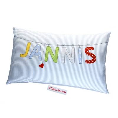 Kissen Namenskissen Kinderkissen...Sternchen an der Leine... hellblau...bunt... Schmusekissen