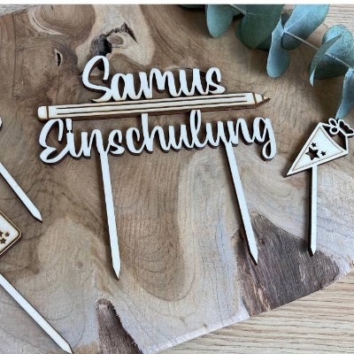 Schulkind Cake Topper Set personalisiert / Einschulung Deko / ABC Schultüte