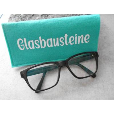 Brillenetui Filz Glasbausteine frech, wild, türkisgrün