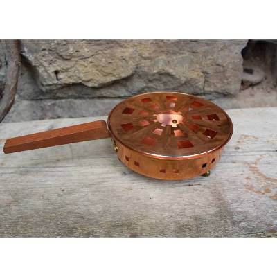 Vintage Stövchen Kupfer Teak 60er Jahre