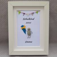 Steinbild Schulkind Türkis, Geldgeschenk, Schulanfang, Individualisierbarr