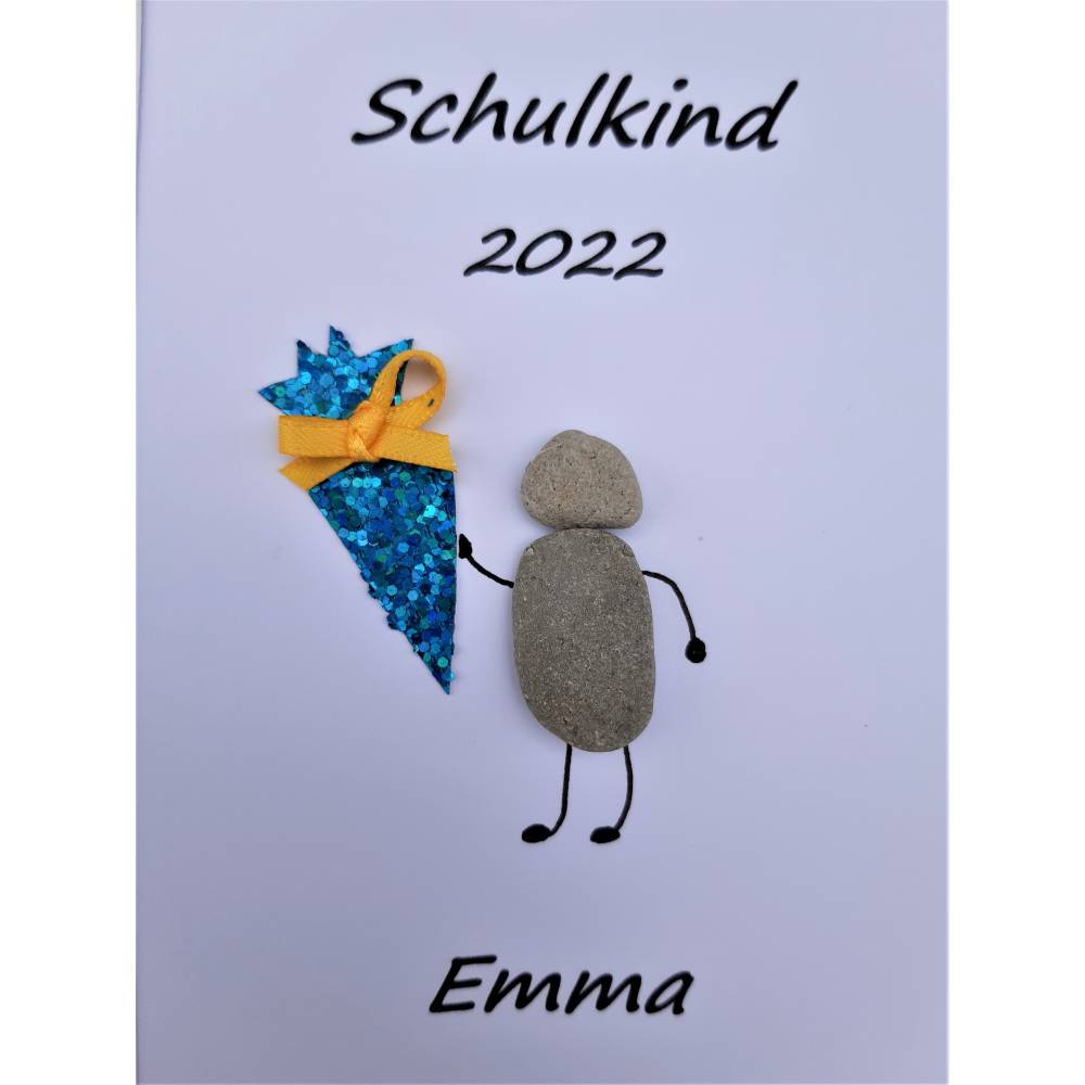 Steinbild Schulkind Türkis, Geldgeschenk, Schulanfang, Individualisierbarr Bild 3