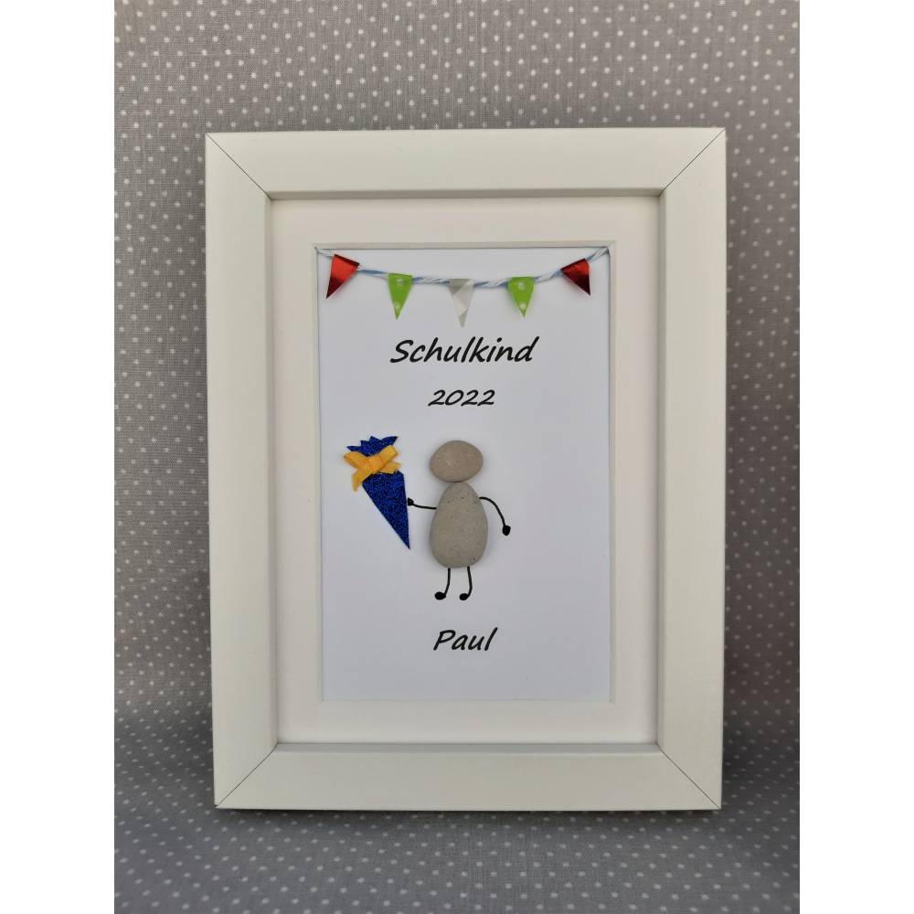 Steinbild Schulkind Türkis, Geldgeschenk, Schulanfang, Individualisierbarr Bild 4