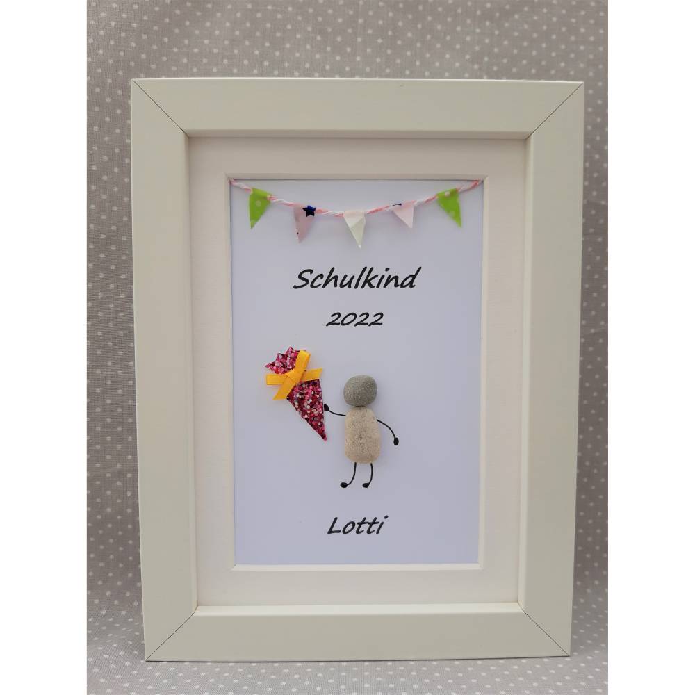 Steinbild Schulkind Türkis, Geldgeschenk, Schulanfang, Individualisierbarr Bild 5