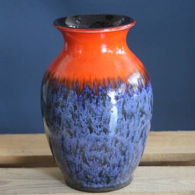 Vase blau rot Fat Lava 70er Jahre