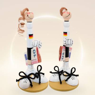 Originelles Geldgeschenk für Handballer und Handballerin – Handgemachte Figur aus Holz