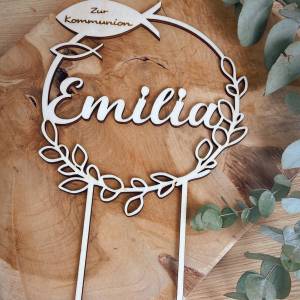 Caketopper zur Kommunion / Kuchendeko Cake Topper mit Fisch Kuchenstecker Konfirmation Taufe