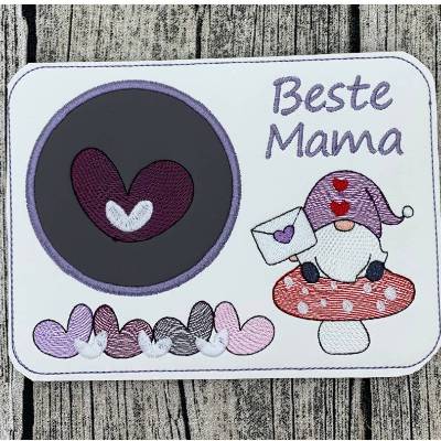 Beste Mama - Untersetzer aus Kunstleder oder Filz - verschiedene Farben - 18 x 13 cm - bestickt
