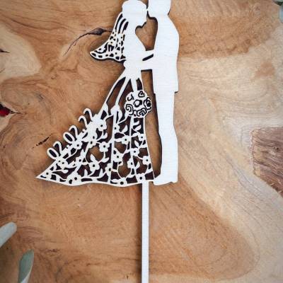 Hochzeits Cake Topper Brautpaar mit Datum / Kuchendeko Hochzeit Mr & Mrs / Hochzeitstorte / Mann und Frau