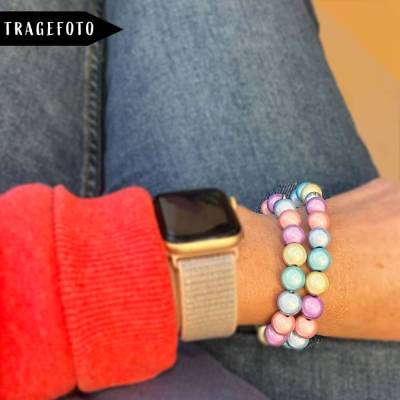 Miracle Perlen Pastell Regenbogen-Armband inklusive Anhängeröse und Größe nach Wahl