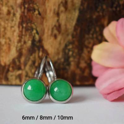 Hängeohrringe Jade Grün, grüne Ohrringe, grüner Stein Ohrhänger, minimalistisch, Lever-back Edelstein 